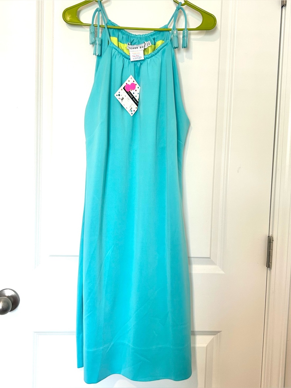 Gretchen Scott Bavy Halter Tassel Dress XL NWT